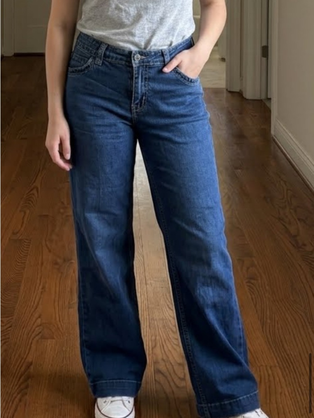 Buffalo David Bitton Navy Blue Wide-Leg Jeans